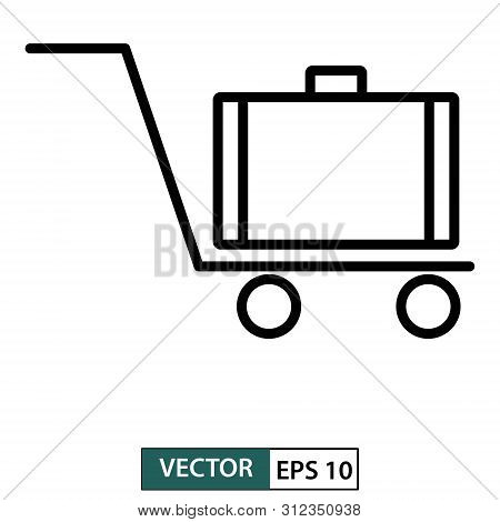 Luggage trolley icon. Line style. Baggage transportation symbol. isolated on white background. Vector illustration EPS 10