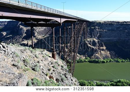 The I. B. Perrine Bridge In Twin Falls, Idaho, Spans The Snake River Canyon.