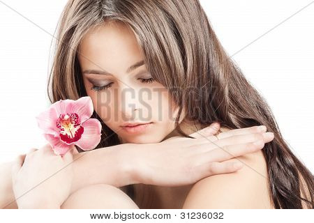 Beautiful Woman With Orchid