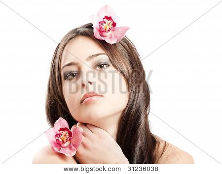 Beautiful Woman With Orchid