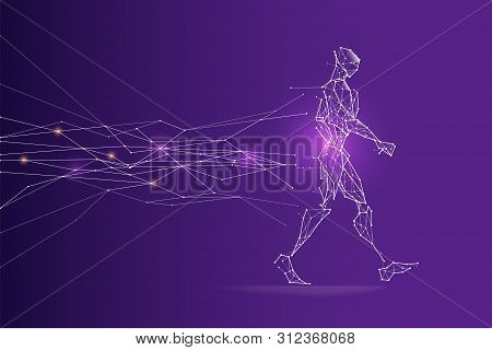 The Particles, Geometric Art, Line And Dot Of Walking.
Abstract Vector Illustration. Graphic Design 