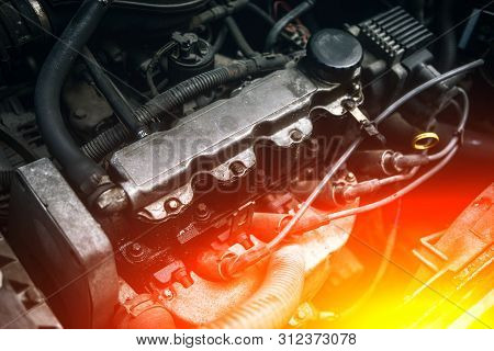 Car Engine Engine Compartment In The Car