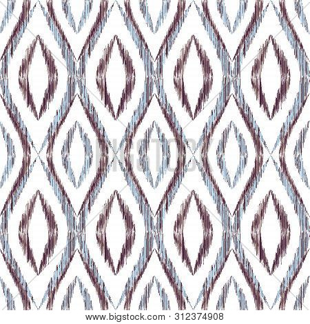 Ikat Ogee Seamless Vector Pattern Illustration. Ethnic Fabric Print Geometric Ikat Pattern. Cute Oge