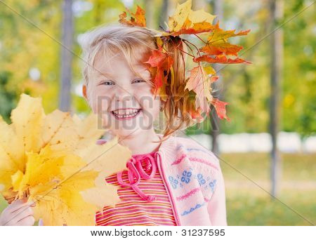 Smile Girl In Autumn Park