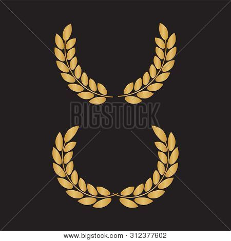 Retro Vintage Golden Laurel Wreaths. Icon Laurel Wreat