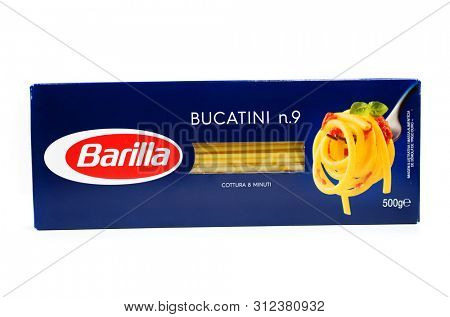 Prague, Czech Republic- July 1, 2019. Barilla is an Italian food company was founded as a bakery shop in Parma, Italy by Pietro Barilla