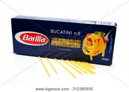 Prague, Czech Republic- July 1, 2019. Barilla is an Italian food company was founded as a bakery shop in Parma, Italy by Pietro Barilla