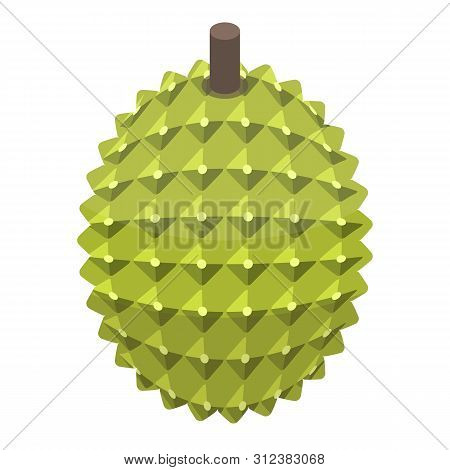 Whole Durian Icon. Isometric Of Whole Durian Icon For Web Design Isolated On White Background