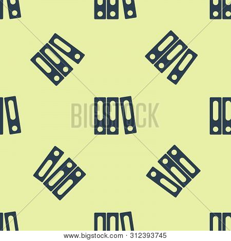 Blue Office Folders With Papers And Documents Icon Isolated Seamless Pattern On White Background. Of