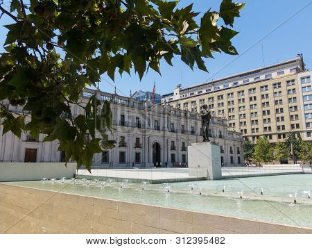 Monument To Arturo Alessandri Palma In Santiago De Chile, In Front Of The Moneda Palace. He Was Pres