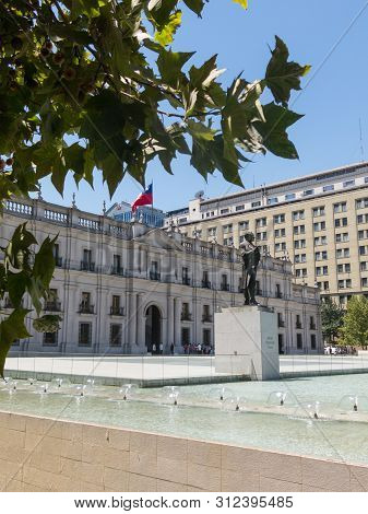 Monument To Arturo Alessandri Palma In Santiago De Chile, In Front Of The Moneda Palace. He Was Pres