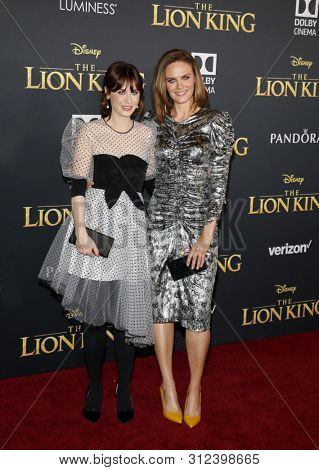 Zooey Deschanel and Emily Deschanel at the World premiere of 'The Lion King' held at the Dolby Theatre in Hollywood, USA on July 9, 2019.