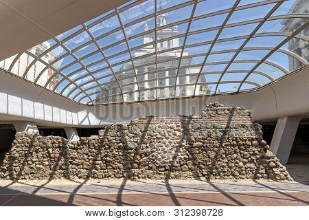 Sofia, Bulgaria - June 13, 2019: Ruins Of Ancient Serdika Under Nezavisimost (independence) Square I