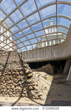 Sofia, Bulgaria - June 13, 2019: Ruins Of Ancient Serdika Under Nezavisimost (independence) Square I