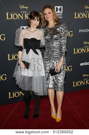 Zooey Deschanel and Emily Deschanel at the World premiere of 'The Lion King' held at the Dolby Theatre in Hollywood, USA on July 9, 2019.