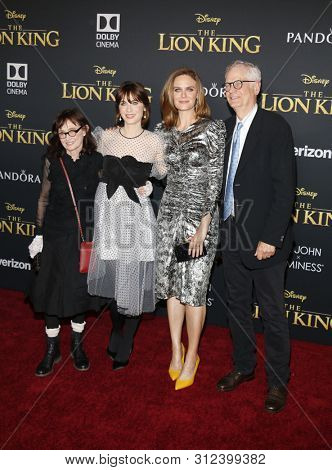 Zooey Deschanel, Emily Deschanel, Caleb Deschanel and Mary Jo Deschanel at the World premiere of 'The Lion King' held at the Dolby Theatre in Hollywood, USA on July 9, 2019.
