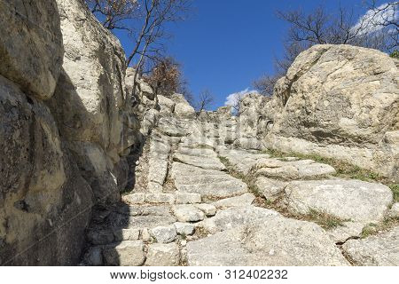 Perperikon, Bulgaria - March 17, 2019: Ruins Of Ancient Sanctuary City Of Perperikon, Kardzhali Regi