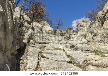 Perperikon, Bulgaria - March 17, 2019: Ruins Of Ancient Sanctuary City Of Perperikon, Kardzhali Regi