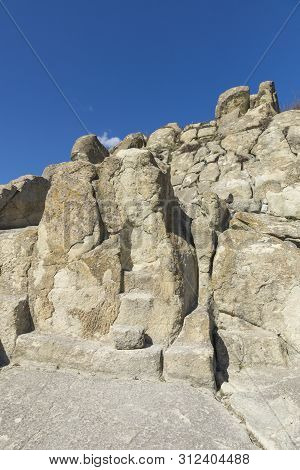 Perperikon, Bulgaria - March 17, 2019: Ruins Of Ancient Sanctuary City Of Perperikon, Kardzhali Regi
