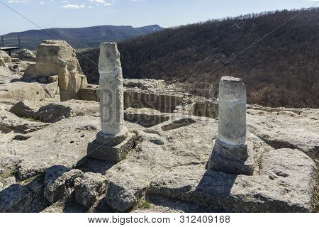 Perperikon, Bulgaria - March 17, 2019: Ruins Of Ancient Sanctuary City Of Perperikon, Kardzhali Regi