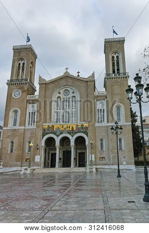 Athens, Greece - January 20, 2017: Amazing View Of Metropolitan Cathedral In Athens, Attica, Greece