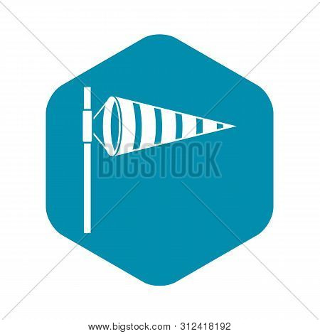 Meteorology Windsock Inflated By Wind Icon. Simple Illustration Of Meteorology Windsock Inflated By 