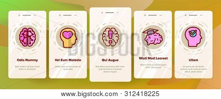 Iq, Intellect Icons Onboarding Mobile App Page Screen. Intelligence Coefficient, Iq Thin Line Contou
