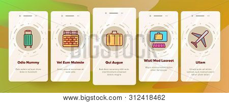 Immigration, Abroad Travel Onboarding Mobile App Page Screen. Immigration, Foreign Country Trip Outl