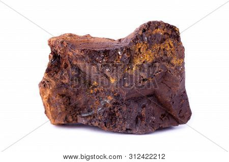 Macro Mineral Siderite Stone On A White Background