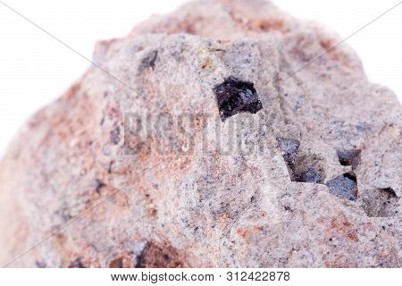 Macro Stone Mineral Magnetite On A White Background