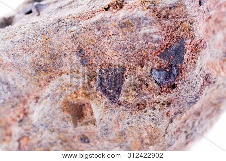 Macro Stone Mineral Magnetite On A White Background