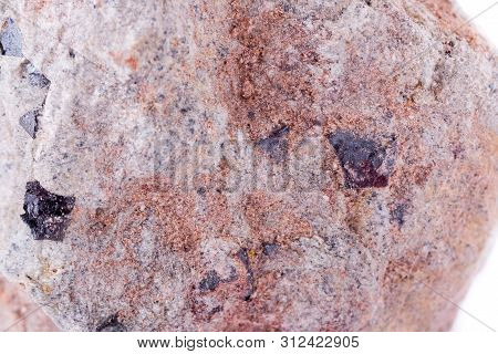 Macro Stone Mineral Magnetite On A White Background