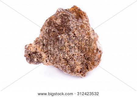 Macro Mineral Stone Wulfenite On A White Background