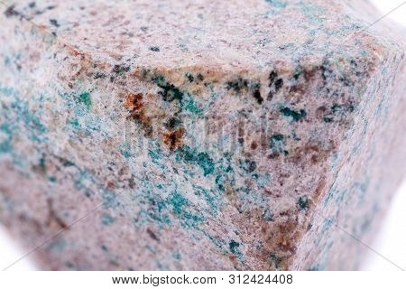 Macro Mineral Stone Stilbit Over White Background