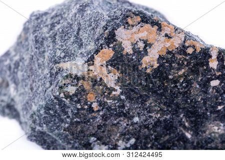 Macro Mineral Stone Dumortierite On White Background