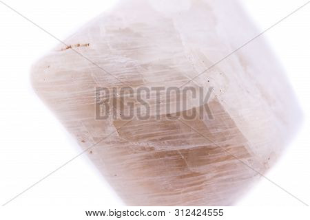Macro Mineral Stone Moonstone Isolated On White Background