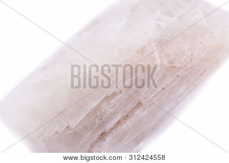 Macro Mineral Stone Moonstone Isolated On White Background