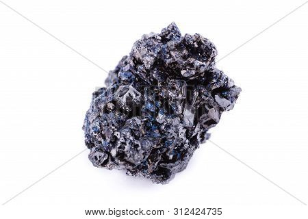 Macro Mineral Stone Covellite On White Background