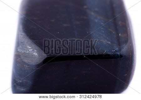 Macro Mineral Stone Falcon Eye On White Background