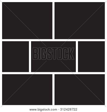 Vector Mood Board Of Seven Frames. Photo Collage Templates.