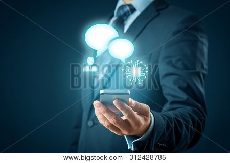 Chatbot Smart Phone Artificial Intelligence Communication Concept. Chatbot Is New Trend In B2c Commu