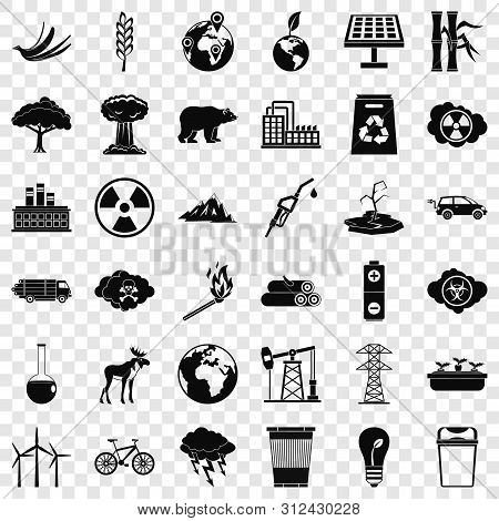 Ecology Icons Set. Simple Style Of 36 Ecology Icons For Web For Any Design