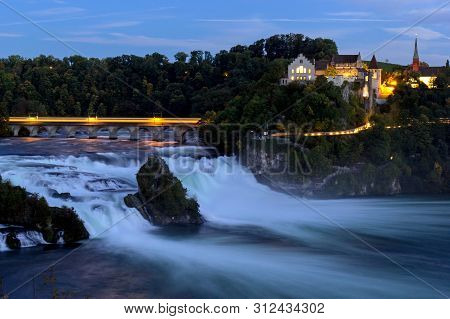 Rhinefall - The Biggest Waterfall In Europe During Blue Hours, Neuhausen, Switzerland