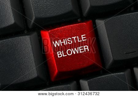 Whistleblowing Concept: Black Keyboard With A Red Key And The Whistleblower Word