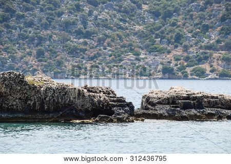 The Ruins Of The City Of Mira, Kekova, An Ancient Megalithic City Destroyed By An Earthquake.