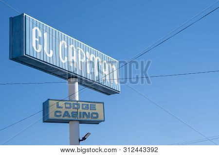 Hawthorne, Nevada - July 13, 2019: Close Up Of The El Capitan Lodge And Casino. The Motel Is Owned B