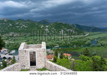 Besac Fortress Overlooking Skadar Lake In Virpazar, Montenegro.