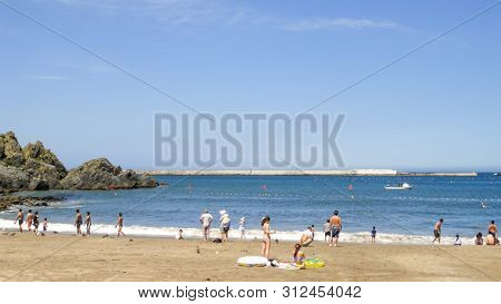 Kabushima Beach Park, Near By The Kabushima Island. The Island Is Noted As A Nesting Ground For Blac