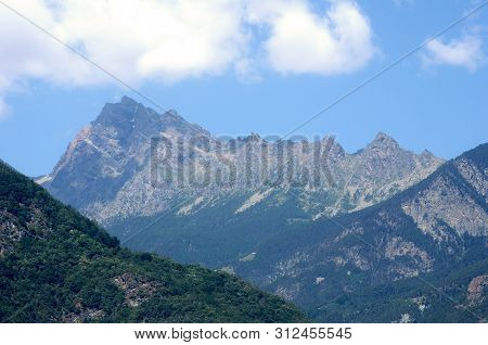 View Of The Mountains Of The Aosta Vallei Alps In Italy