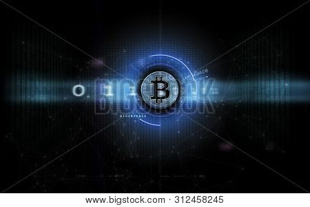 Bitcoin, Digital Currency And Blockhain Technology Artwork